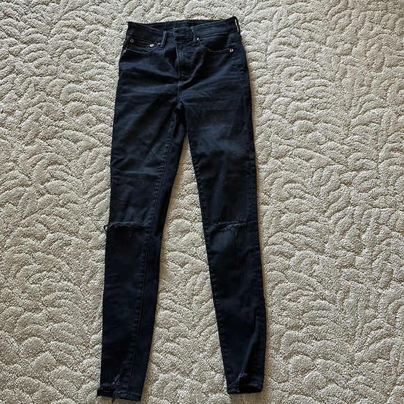 American Eagle 2 Long Distressed Black Jeans - Picture 1 of 2